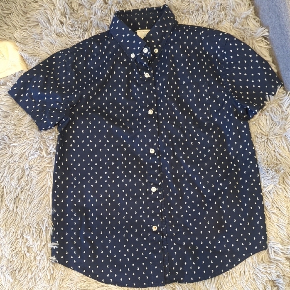 Navy Blue Kids Shirt with White Pattern